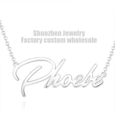 China Fashionable Luxury Design Custom Classic Wedding Style Pendent Jewelry Named Necklace 925 Sterling Silver Women Necklace for sale