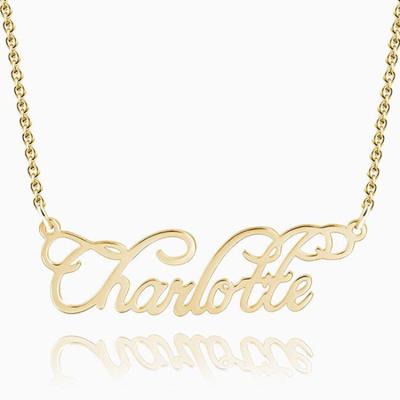 China Hot TRENDY Selling Mothers Gift Fashion Signature Design Custom Initial Name Necklace Pendant Nameplate Gold Plated Silver Jewelry for sale