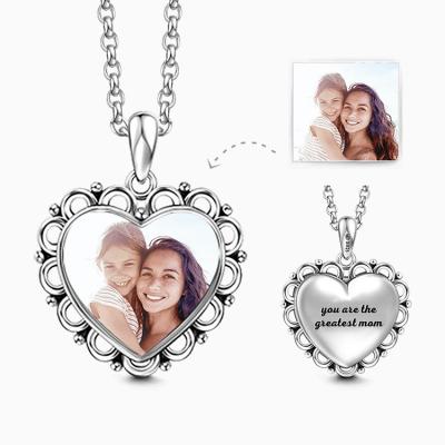 China TRENDY Heart Shaped Gift Photo Personalized Mother's Day Pendant Necklace for sale