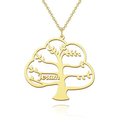 China Personalized Fashion Mother's Day Gift Customized Lady Tree of Life Letters 1~6 Name Necklace Silver Jewelry for sale