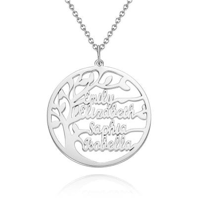 China 2021 Fashion Mother's Day Family Customized Optional Three Color Tree Of Life Name Necklace for sale