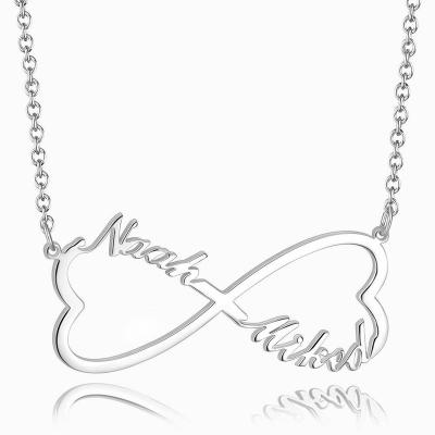 China TRENDY DIY Personalized Two Hearts Name Unlimited Necklace for Mother's Day for sale