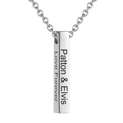 China Simple And Elegant Three-Dimensional Simple Vertical Bar Name Necklace Custom Made Pendant for sale