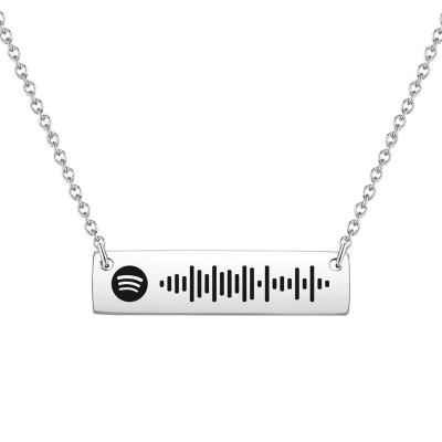 China TRENDY Mother's Day Personalized Bar Customized Music Spotify Scan Code Bar Stainless Steel Necklace Gift for sale