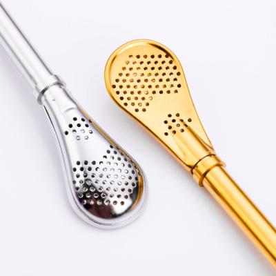 China Amazon Selling Hot Viable Stainless Steel Tea Mate Bombill Yerba Mate Drinking Straws With Filter Spoon for sale