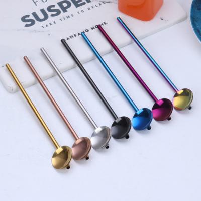 China Viable Agitator Coffee Bubble Tea Metal Straws Filtering Spoon Straw Stainless Steel Drinking Spoons Loose Leaf Tea Infuser Filter for sale