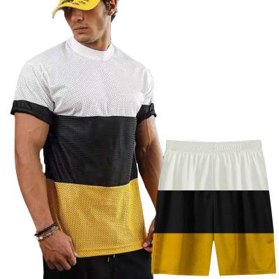 China Jogger 10701-SE12 breathable casual o-neck cotton 2 piece short sets for men sport style summer sehe fashion 2021 for sale