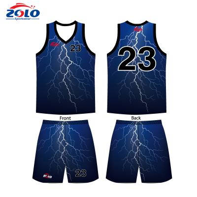 China New Design Latest Design Antibacterial Basketball Jersey Uniform Blue Color for sale