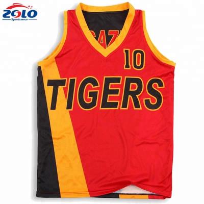 China Wholesale Cheap Antibacterial High Quality Slouchy Singlet Custom Design Red Basketball Uniform for sale