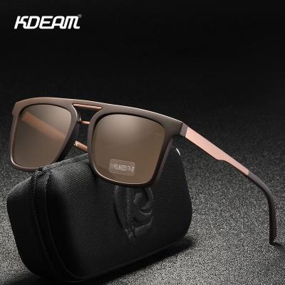 China Fashion Thick Sunglasses KDEAM Double Bridge Glass Vintage Rectangle TR90 Sunglasses Polarized Cat UV400 3 Sun Glasses 2020 for sale