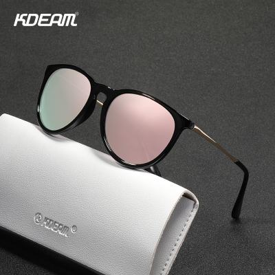 China Fashion Sunglasses KDEAM Metal Fashion Round Shades UV400 Polarized Slow Sole Sun Glasses Custom Made For Women for sale