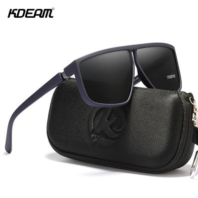 China Fashion KDEAM TR90 Sunglasses Square Large Flat Frame Oversized Sunglasses Women Polarized Men Fashion Eye Glasses for sale