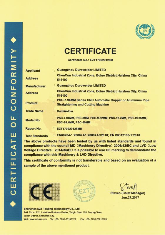 CE - Guangdong DuroPower Industries Limited