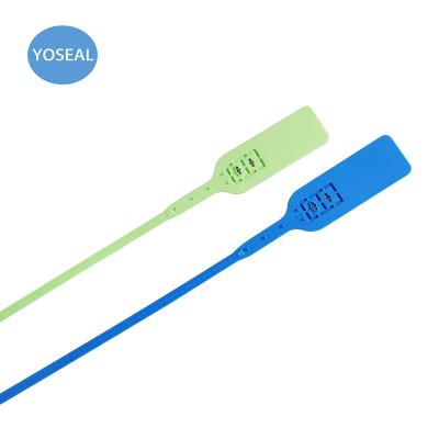 China Total Length 410mm Disposable Plastic Double Lock Plastic Baggage Seal Lock Door Container Cargo Security Seal for sale