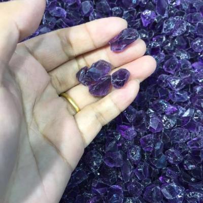 China Color Play or Natural Rough Purple Fire Amethyst Raw Gravel Quartz Crystal Loose Stone for sale