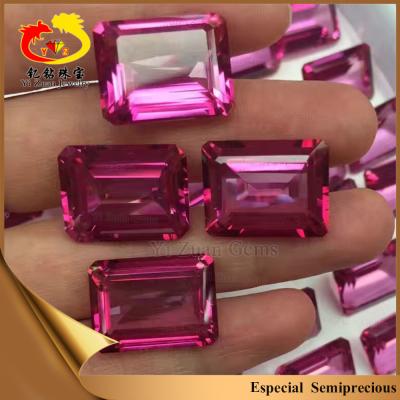 China High Quality Color Game Or Fire Facet Cut Rectangle Shape Gemstone Pink Topaz for sale