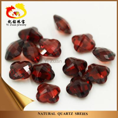 China Color Set Or Fire Garnet Flower Shape Checker Natural Rough Dark Red Quartz Stone for sale