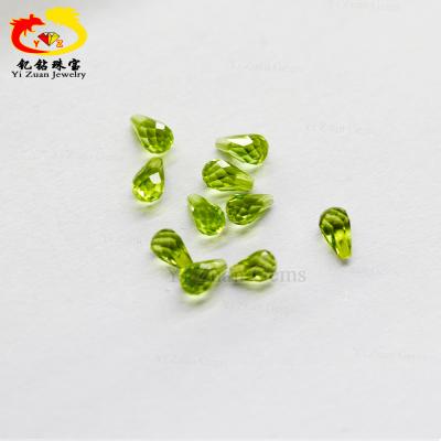 China Wholesale Fire Water Drop Shaped Natural Faceted Cut Quartz Color Play Or Loose Peridot Beads Jewelry Accessory For Ring/Necklace for sale