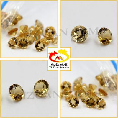 China Natural Color Game Or Fire Round Shaped Yellow Citrine Semi Precious Stones For Jewelry for sale