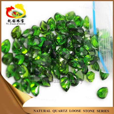 China Fire Best Quality Pear Shape Emeral Green Natural Stones Chrome Diopside Color Set Or Beads for sale