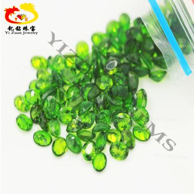 China Wholesale Fire Color Play Or Oval Cut Natural Green Chrome Crystal Qusrtz Stone Diopside For Beaded Bracelets for sale