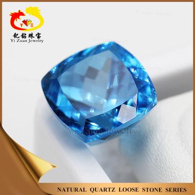 China Hot Selling Color Play or Fire Cushion Shaped Crystal Natural Blue Gemstone Quartz London Blue Topaz for sale