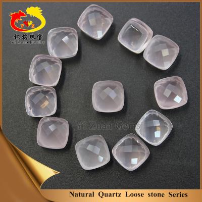 China Fire Factory Price Natural Facet Color Play Or Square Shape Rose Quartz for sale