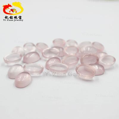 China Natural Rose Quartz Stone Classic Oval Top Cabochon Shape Gemstone Reiki Flat Bottom For Necklace Pendant for sale