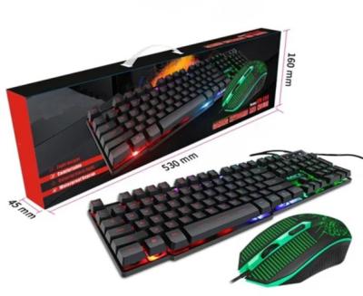 China 3-Colour Illuminated/Backlit With LED Lights Light On/Off Switch Set Wired Computer Gaming Mouse And Keyboard Set for sale