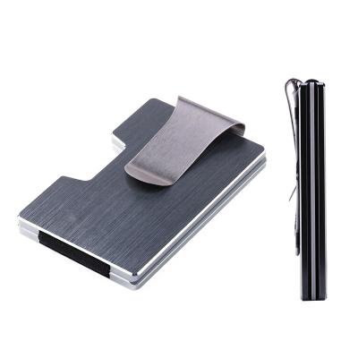 China Ultra Thin Customizable Dropshipping Gray Metal Rfid Wallet Aluminum Metal Credit Card Holder Mini Card Wallet Business for sale