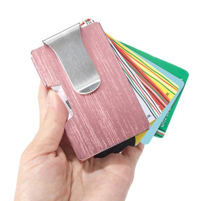 China 2021 Mens Womens Luxury Designer Aluminum Metal Wallet RFID Blocking Card Holder With Money Clip for sale