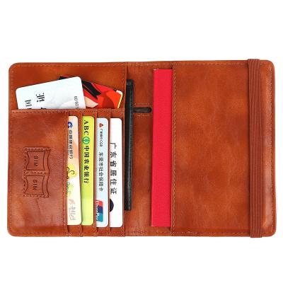 China Vintage Leather Travel Document Passport Organizer Slim RFID Travel Passport Cover Wallet for sale