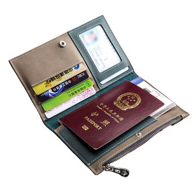 China Fashion Leather Strip Passport Cover RFID Blocking For Cards Travel Organizer Case Men Women Passport Holder Wallet Document for sale