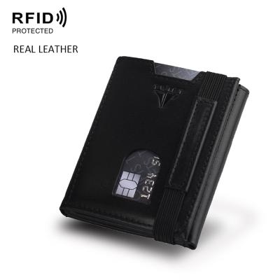 China Fashion 100% Genuine Leather RFID Wallet Custom Men's Mini Shenzhen Wallet Card Wallet for sale