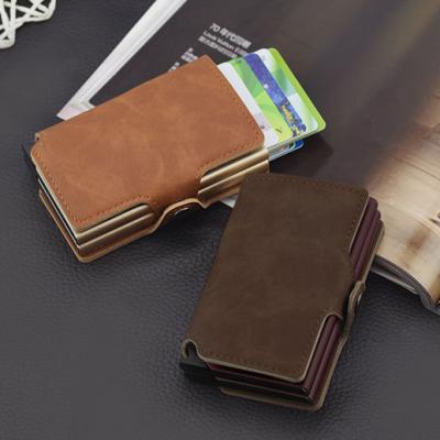 China Custom RFID RFID Blocking Automatic Noise Up Minimalist Slim Front Pocket Leather Credit Card Wallet Wallets For Men for sale