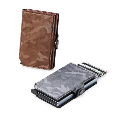 China Luxury Metal Wallet Front Pocket Wallet Pop Up Metal Slim Minimalist Vintage Metal Wallet Leather For Men for sale