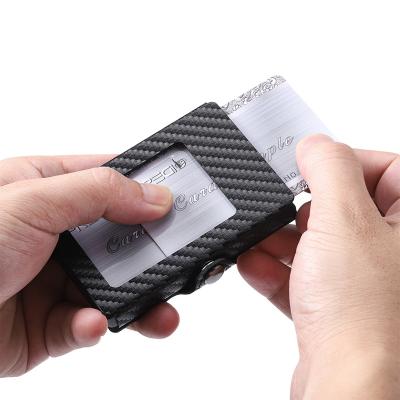 China Cheap Credit Card Holder Stainless Steel Cage Card Holder NFC Debit Business Card Holder Metal Carbon Fiber Wallet for sale