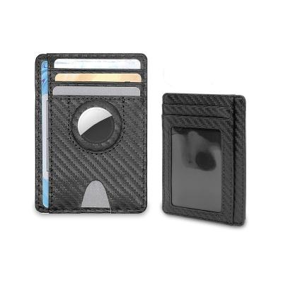 China 2021New RFID Carbon Fiber Leather Leather Bluetooth Tracker Smart RFID Card Holder Wallet With Para Airtag Case for sale