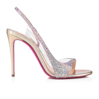 China Fashionable Crystal Sandals Height Increasing Stiletto Sandals Pumps Women Open-Toe Shoes for sale