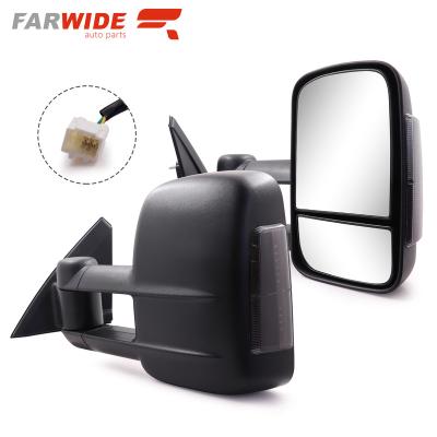 China ABS+glass FARWIDE Electric Black Turn Signal Side Tow Mirror For Mitsubishi Triton 2005 - 2015 for sale