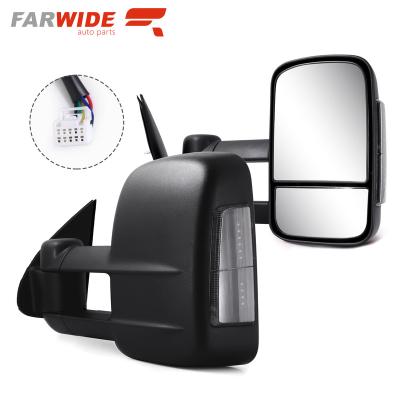 China ABS+glass FARWIDE electric warning light side towing mirror for Toyota HILUX 2005 - 2015 for sale