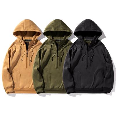 China Anti-wrinkle Basic Style Customized High Quality Mens Hoodies Zipper Pullover Sweatshirts Fashionable Solid Color Polyester Fleece Hoodie for sale