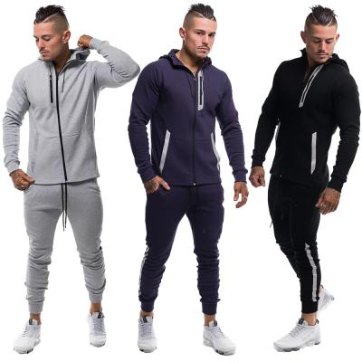 China 2021 Fall Winter Custom QUICK DRY Cheap Hoodie Set Men Gym Workout 2 Piece Sweat Suits Training Jackets Reflective Brand Jogging Hoodie pants for sale