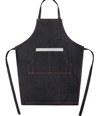 China High Quality Cowboy Logo Cleaning Apron Barista Baking Kitchen Custom Made Fashion Home Kitchen Denim Cooking Denim Apron For Men for sale