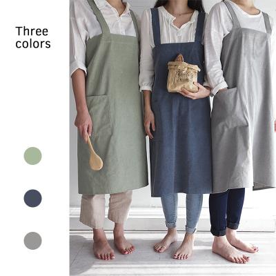 China Fashion Good Quality Painting Apron Cleaning Dress Cooking Kitchen Cotton Canvas Cross Back Art Apron For Adults Women for sale