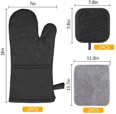 China Best Selling Mid Century Modern Cheap Home Kitchen Oven Mitts Antiskid Silicone Heat Resistant Cotton Pot Holder Oven Mitts and Pot Holder Sets for sale