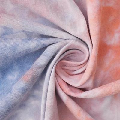 China 100% French Terry Tie Dye Knitted Fabrics Breathable Cotton Textile For Winter for sale