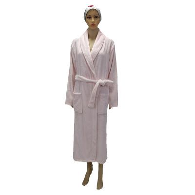 China Hot Sale Thermal Polyester Sleepwear Women Luxury Nightgowns And Bathrobe Pink With Shawl Collar for sale