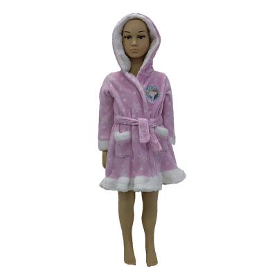 China Custom made thermal coral fleece kids girl bathrobe and winter nightgowns also bathrobe with embroider on the front for sale