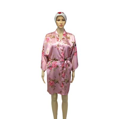 China QUICK DRY hot sale designer inspired sleepwear and brand nightgowns with high cuffs satin robe for women for sale